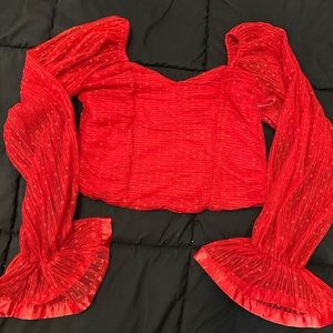 Red crop top great for valentines fit